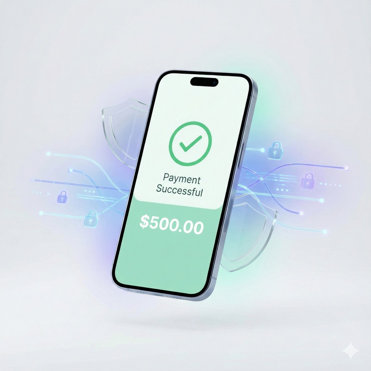 A close-up of a smartphone screen displaying a sleek "Pay with Apple Pay" confirmation