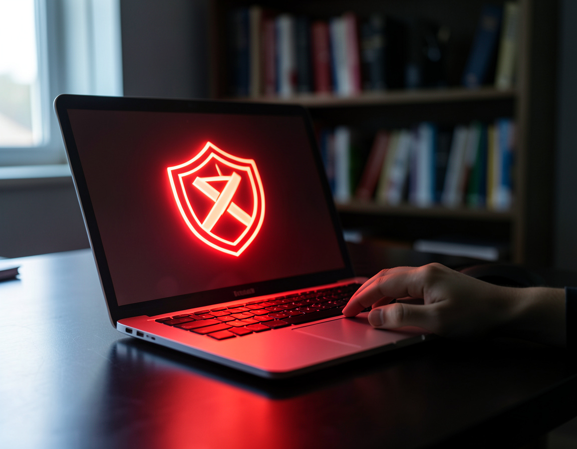 Laptop during virus and malware removal