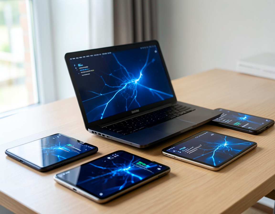 Laptop managing a fleet of company phones and tablets