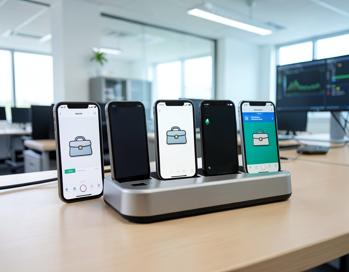 Company smartphones set up with an enterprise work profile