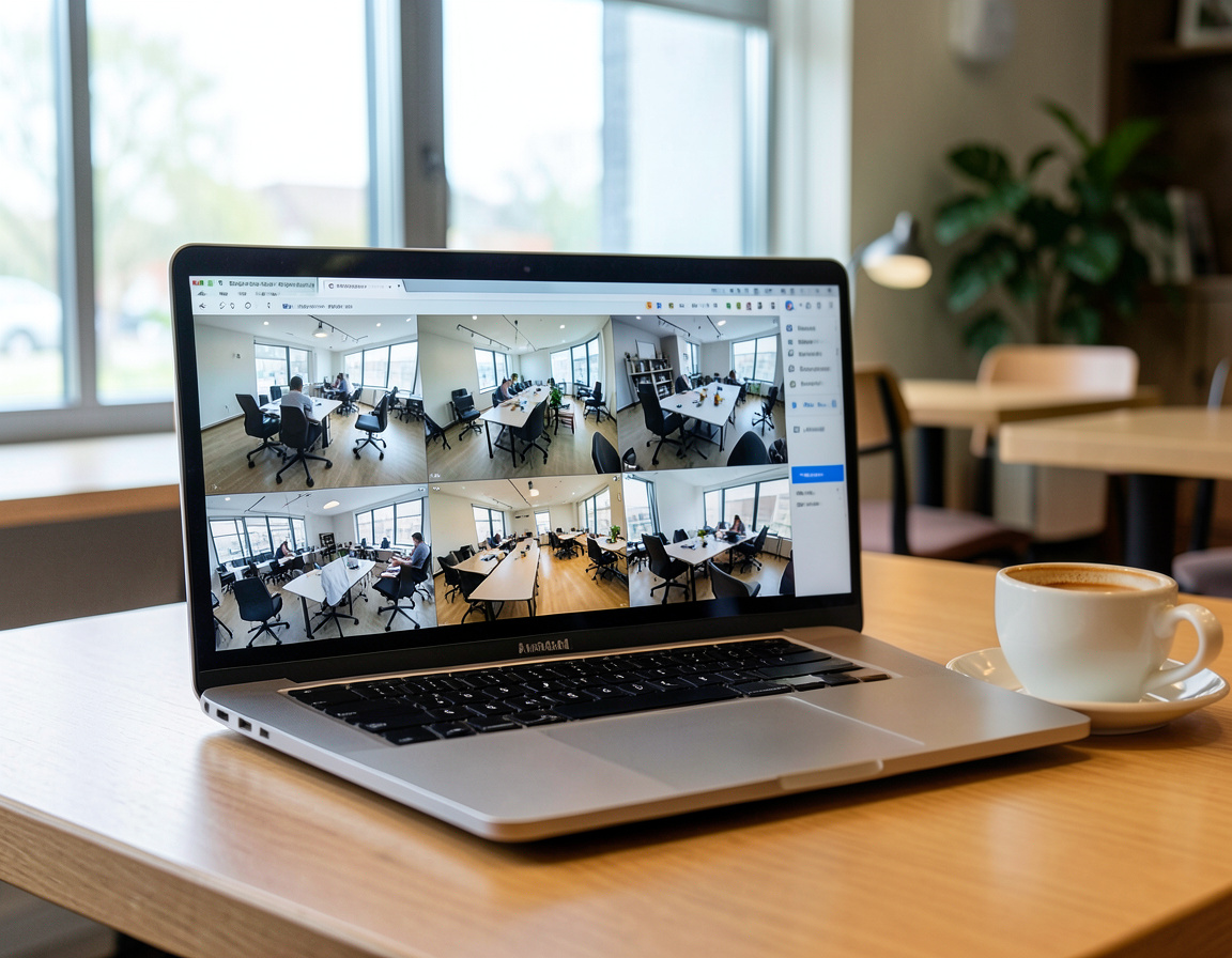 Laptop streaming a remote multi-camera security view