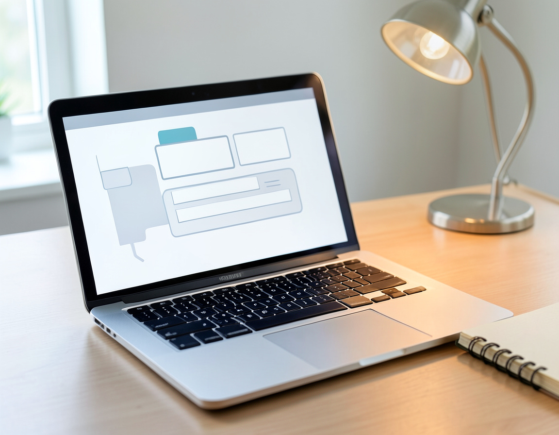 Website forms and backup setup on a laptop