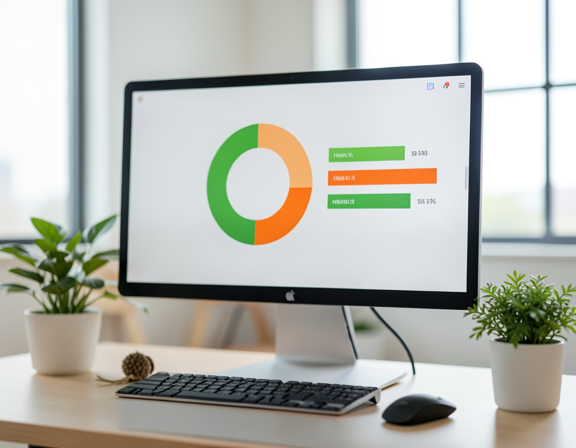 Site audit health charts on a monitor