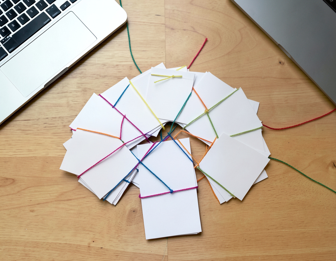 Topic clusters planned with grouped index cards