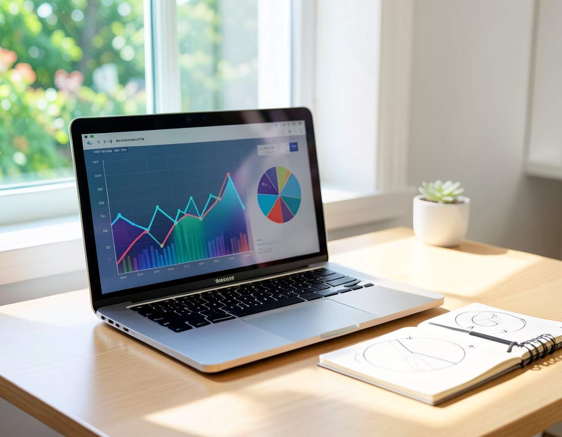 SEO and content strategy dashboard on a laptop