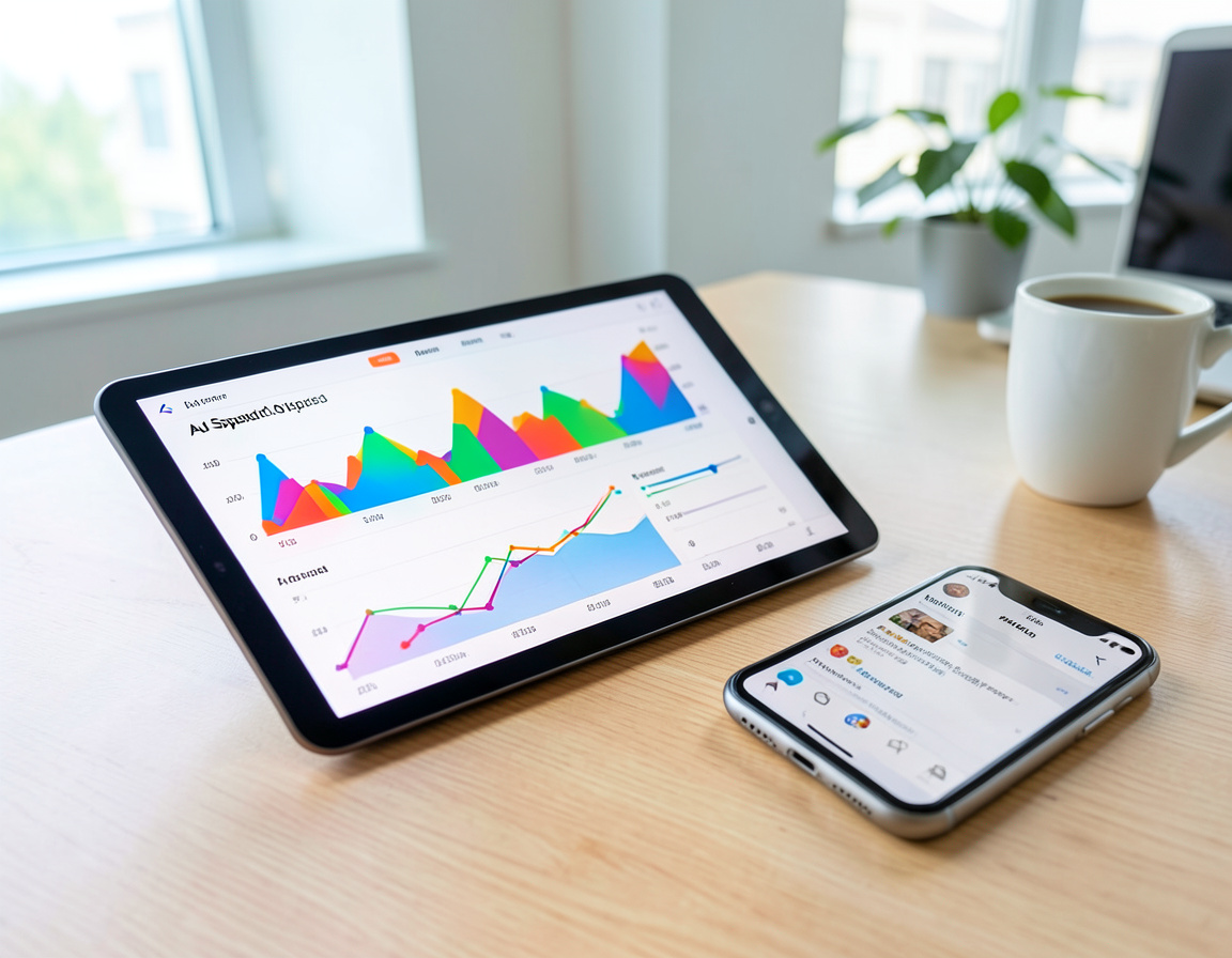 Paid media performance dashboard on a tablet