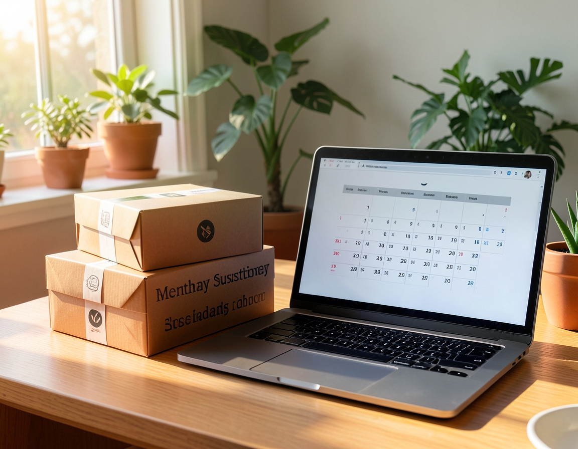 Subscription boxes and a membership store setup on a laptop