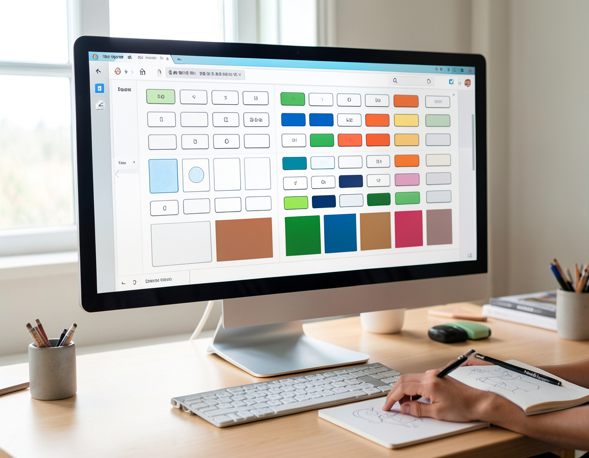 Atomic design component library on a designer's monitor